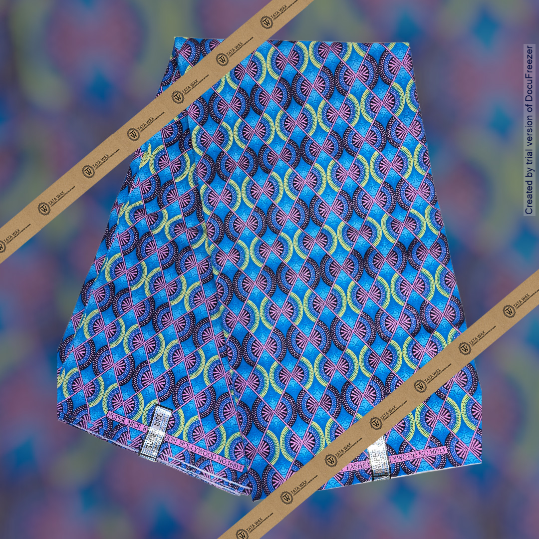 Tissu Pagne Africain Brillant 6 Yards TATA WAX