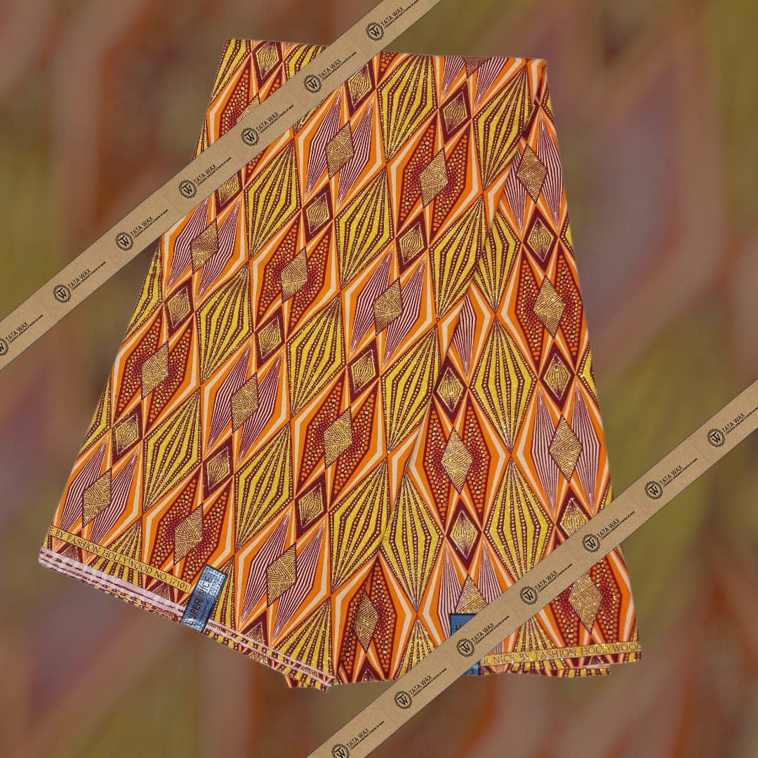 Tissu Pagne Africain Brillant 6 Yards TATA WAX