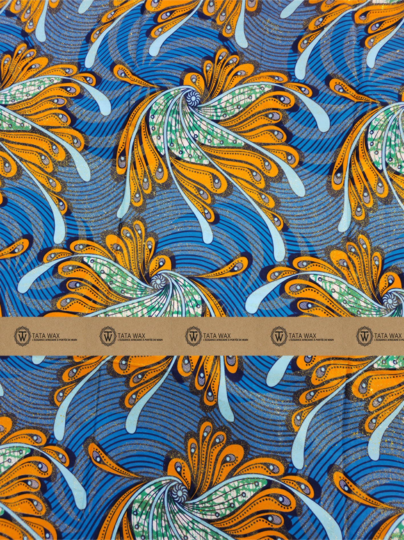 Tissu Wax Africain brillant Premium 6 yards TATA WAX