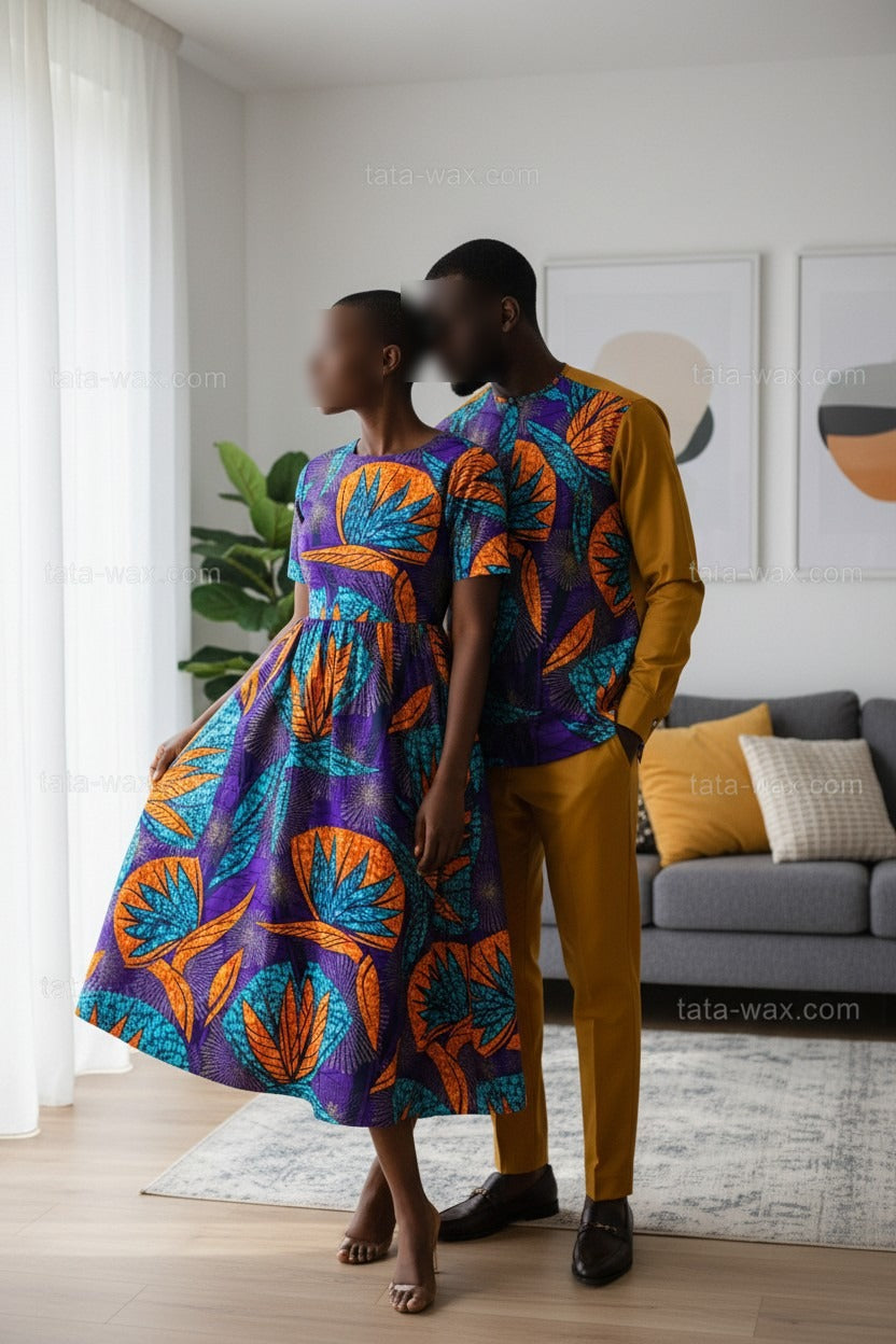 Tissu Wax Africain brillant Premium 6 yards TATA WAX